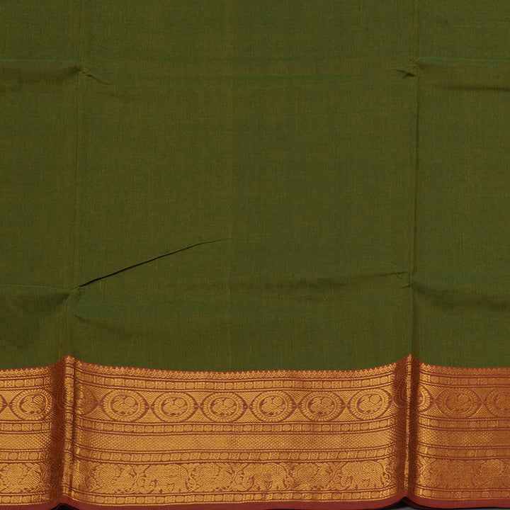 Hayagrivas Handloom Pure Cotton Saree in Attractive Maehendi Green KBE78D4-6