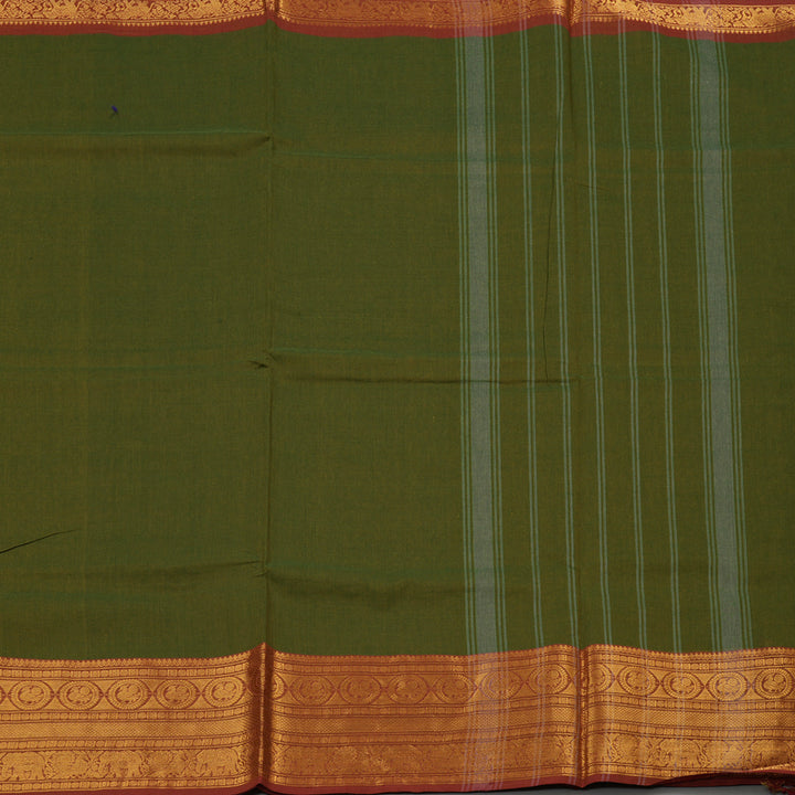 Hayagrivas Handloom Pure Cotton Saree in Attractive Maehendi Green KBE78D4-6
