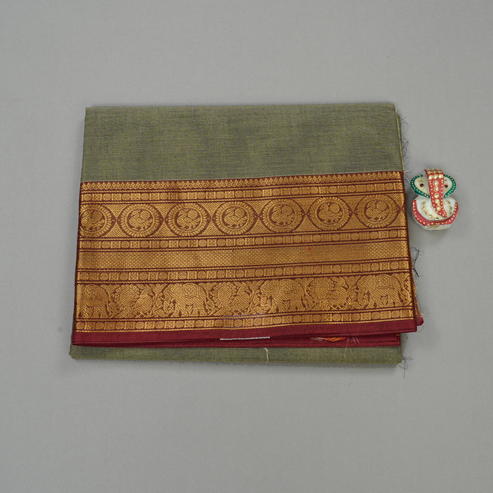Hayagrivas Handloom Pure Cotton Saree in Tranquil Beige KBE78D4-7