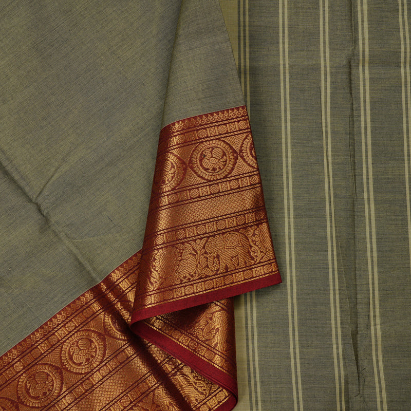 Hayagrivas Handloom Pure Cotton Saree in Tranquil Beige KBE78D4-7