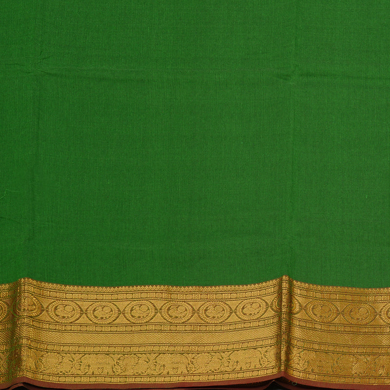 Hayagrivas Handloom Cotton Saree in Refreshing Dark Green KBE78D4-9