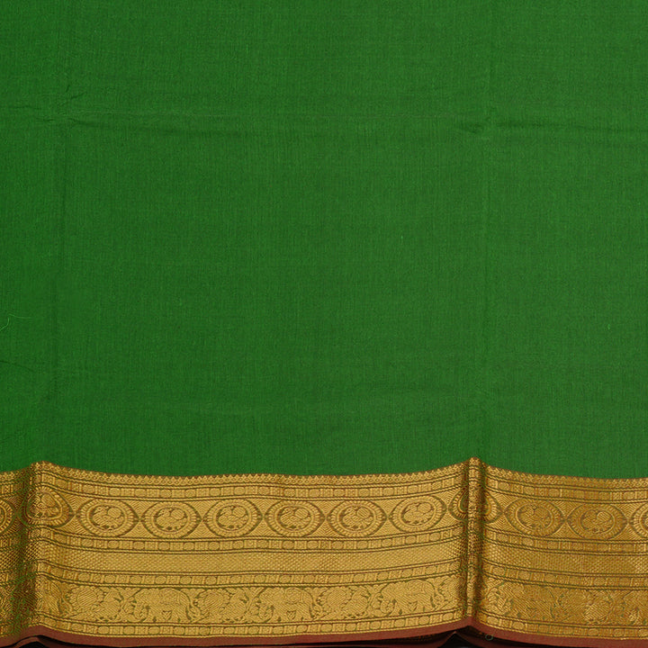 Hayagrivas Handloom Cotton Saree in Refreshing Dark Green KBE78D4-9