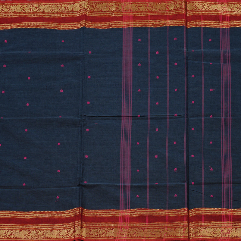 Hayagrivas Handloom Kora Silk Cotton Saree in Majestic Dark Grey KBE78D5-11