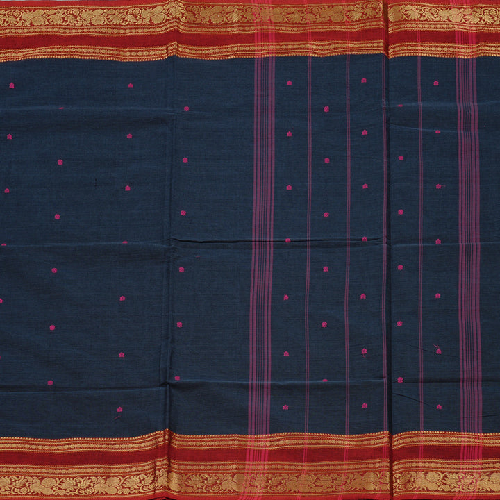 Hayagrivas Handloom Kora Silk Cotton Saree in Majestic Dark Grey KBE78D5-11