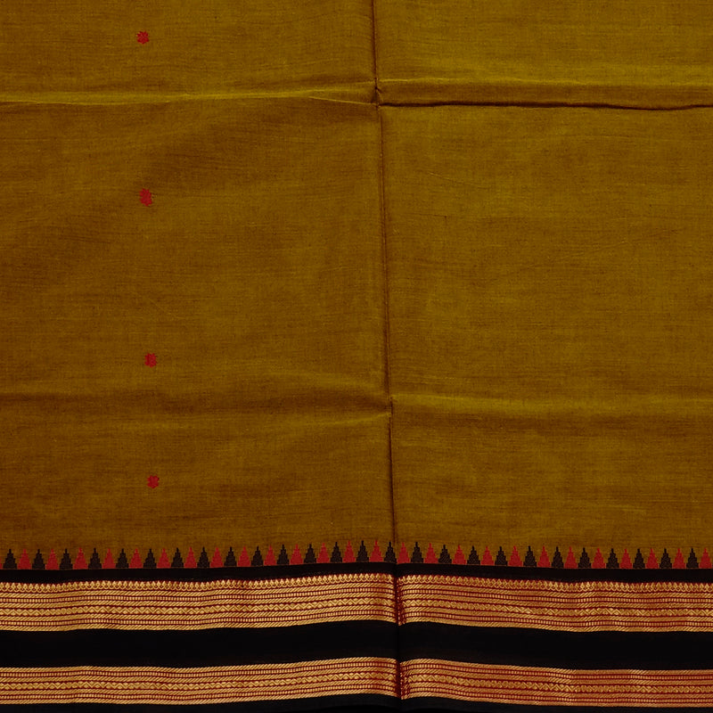 Hayagrivas Handloom Pure Cotton Saree in Earthy Dark Fenugreek KBE78D5-12