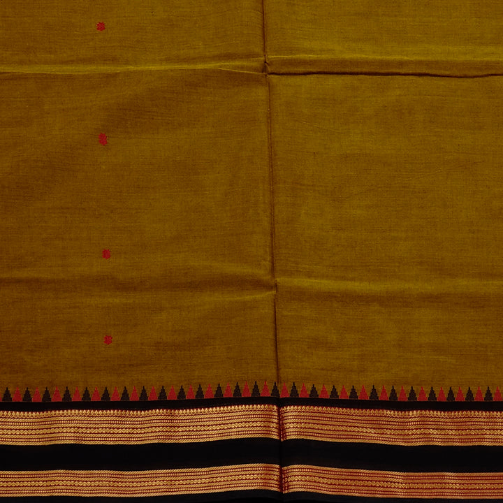 Hayagrivas Handloom Pure Cotton Saree in Earthy Dark Fenugreek KBE78D5-12