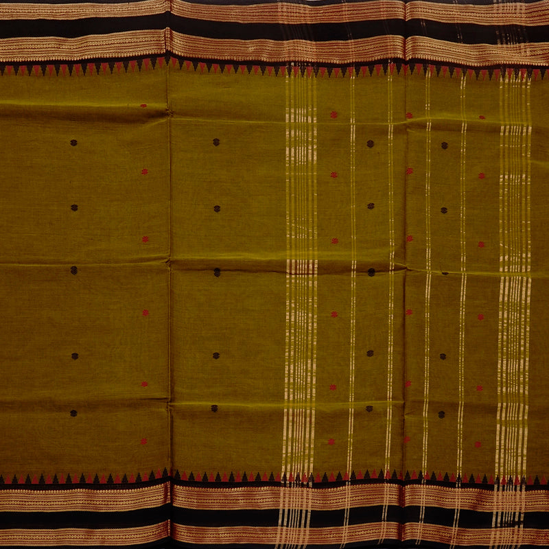 Hayagrivas Handloom Pure Cotton Saree in Earthy Dark Fenugreek KBE78D5-12