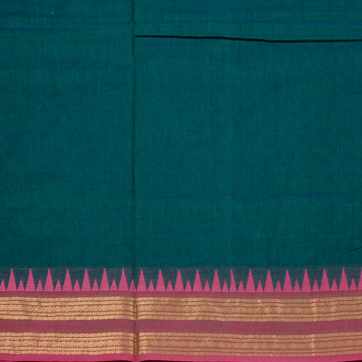 Hayagrivas Handloom Pure Cotton Saree in Rich-toned Peacock Green KBE78D5-14