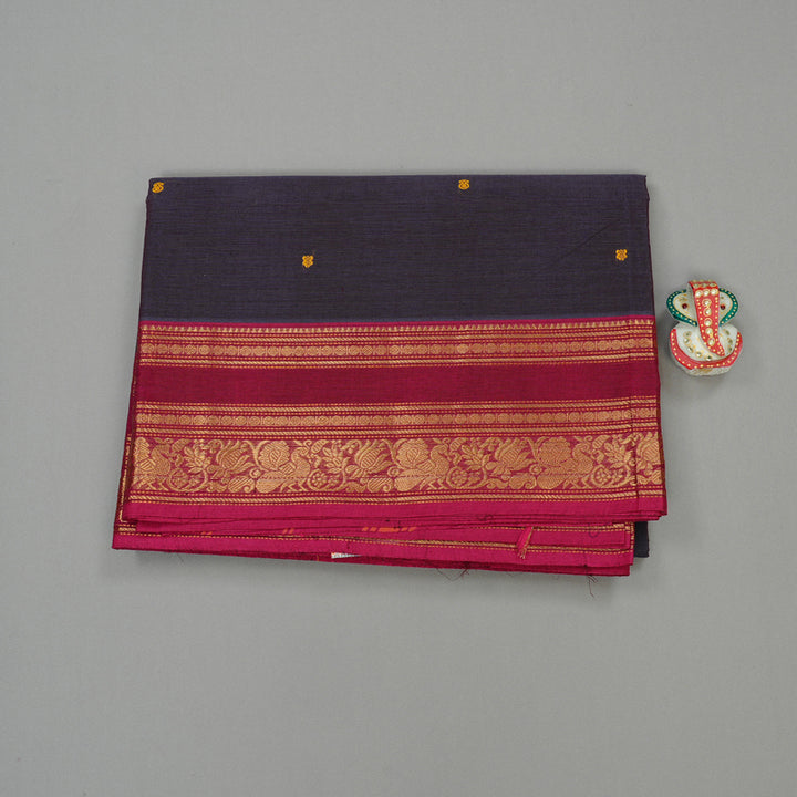Hayagrivas Handloom Pure Cotton Saree in Vivid Elephant Grey KBE78D5-19