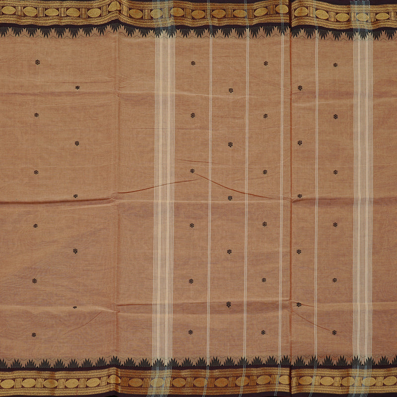 Hayagrivas Handloom Pure Cotton Saree in Serene Wheat Brown KBE78D5-2