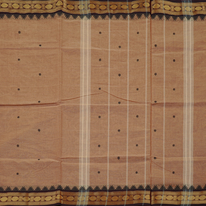 Hayagrivas Handloom Pure Cotton Saree in Serene Wheat Brown KBE78D5-2