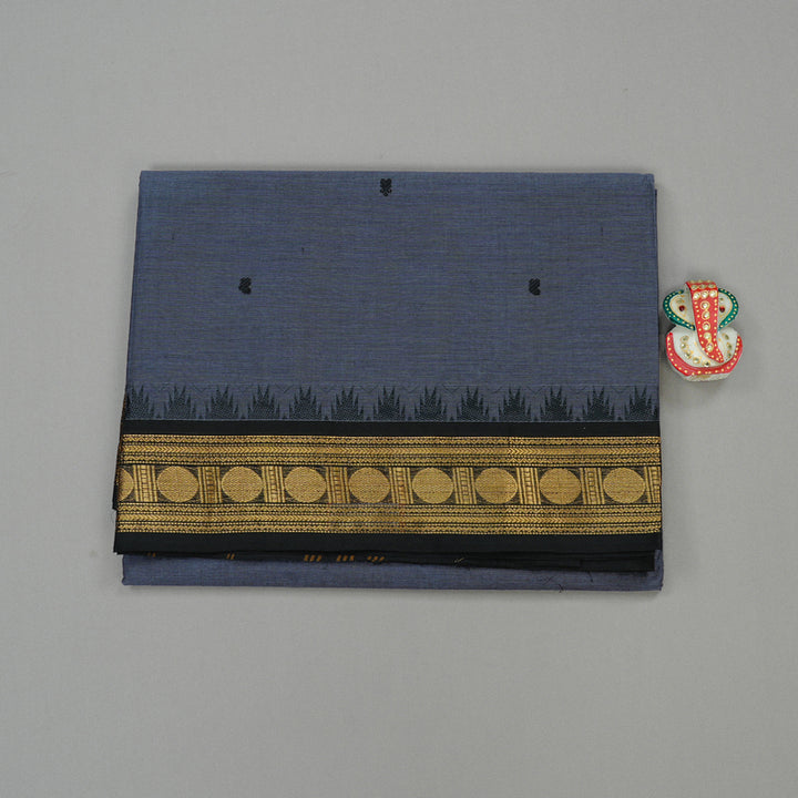 Hayagrivas Handloom Pure Cotton Saree in Classic Dark Grey KBE78D5-20