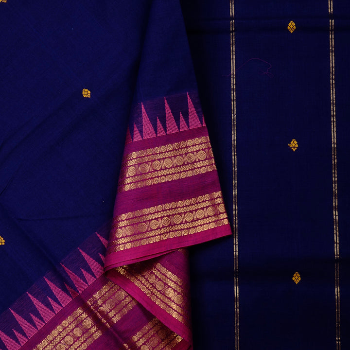 Hayagrivas Handloom Pure Cotton Saree in Dramatic Blue  KBE78D5-21