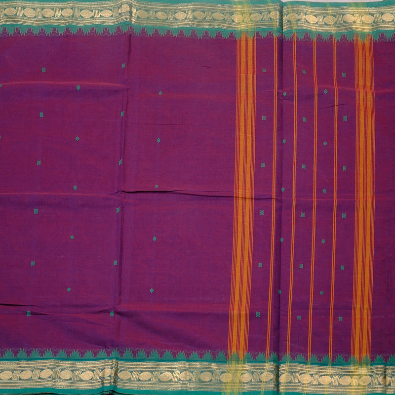 Hayagrivas Handloom Pure Cotton Saree in Royal Purple KBE78D5-3