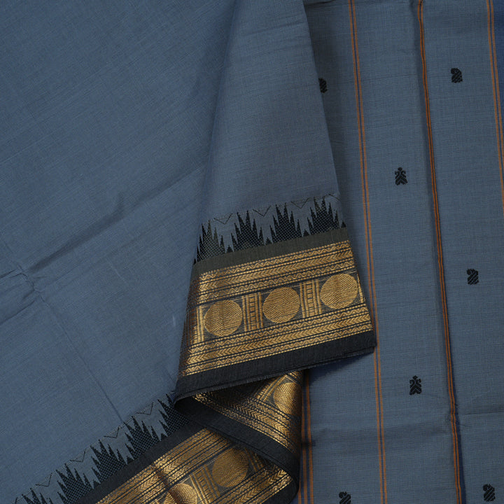 Hayagrivas Handloom Pure Cotton Saree in Graceful Dark Grey KBE78D5-5
