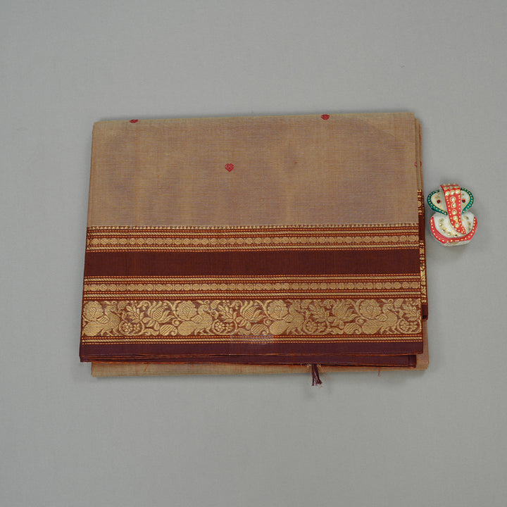 Hayagrivas Handloom Pure Cotton Saree in Subtle Sandal KBE78D5-8
