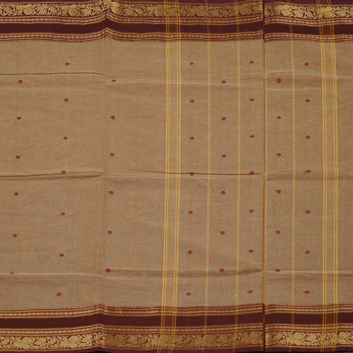 Hayagrivas Handloom Pure Cotton Saree in Subtle Sandal KBE78D5-8