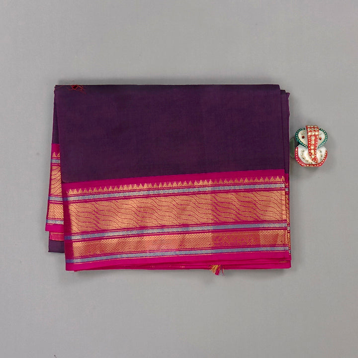 Hayagrivas Handloom Pure Cotton Saree in Bold Dark Purple KBE78D6-1