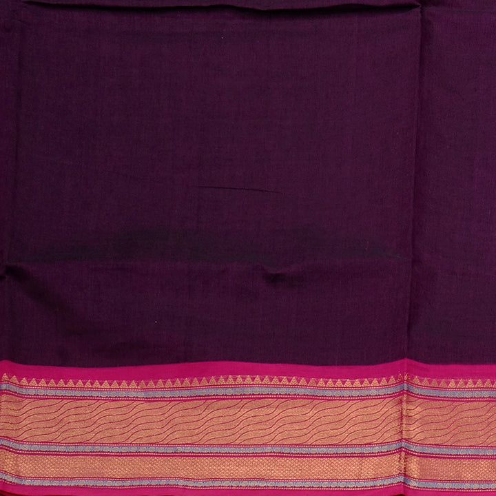 Hayagrivas Handloom Pure Cotton Saree in Bold Dark Purple KBE78D6-1