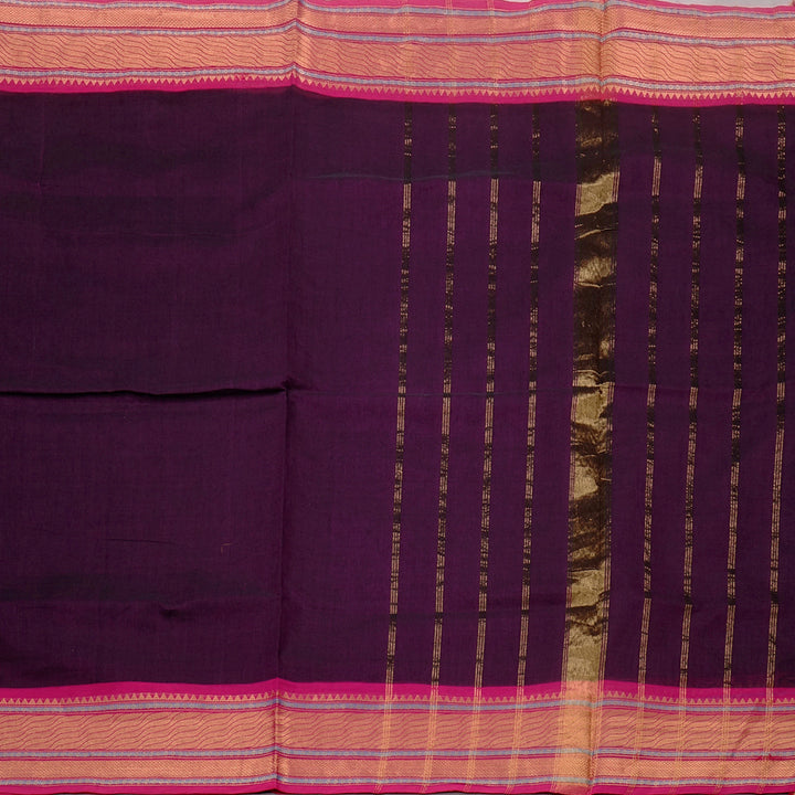 Hayagrivas Handloom Pure Cotton Saree in Bold Dark Purple KBE78D6-1