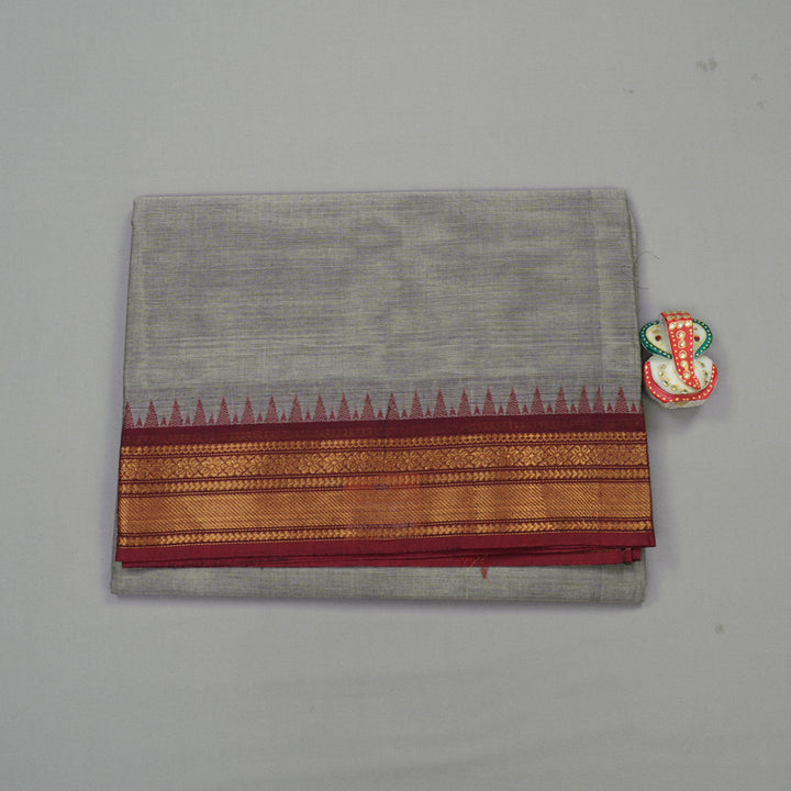 Hayagrivas Handloom Pure Cotton Saree in Dreamy Ash Grey KBE78D6-10