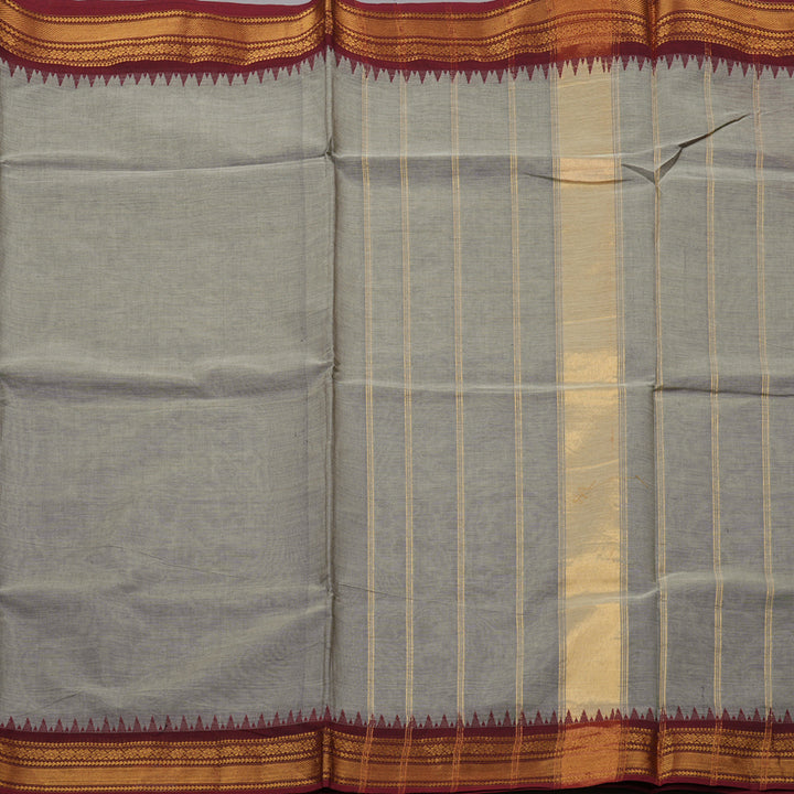 Hayagrivas Handloom Pure Cotton Saree in Dreamy Ash Grey KBE78D6-10