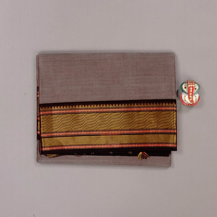 Hayagrivas Handloom Pure Cotton Saree in Impeccable Elephant grey KBE78D6-12