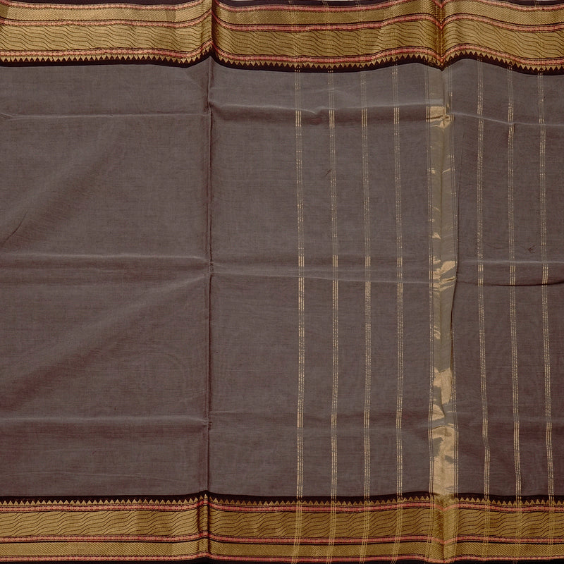 Hayagrivas Handloom Pure Cotton Saree in Impeccable Elephant grey KBE78D6-12
