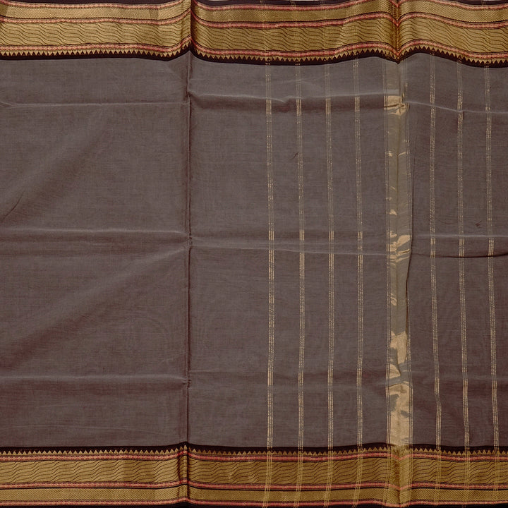 Hayagrivas Handloom Pure Cotton Saree in Impeccable Elephant grey KBE78D6-12