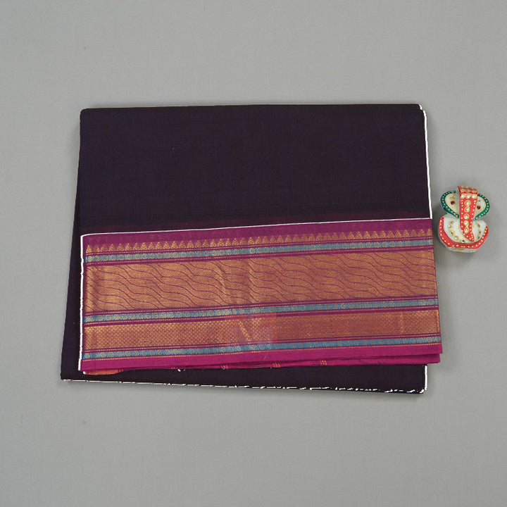 Hayagrivas Handloom Pure Cotton Saree in Opulent Dark Brown KBE78D6-14