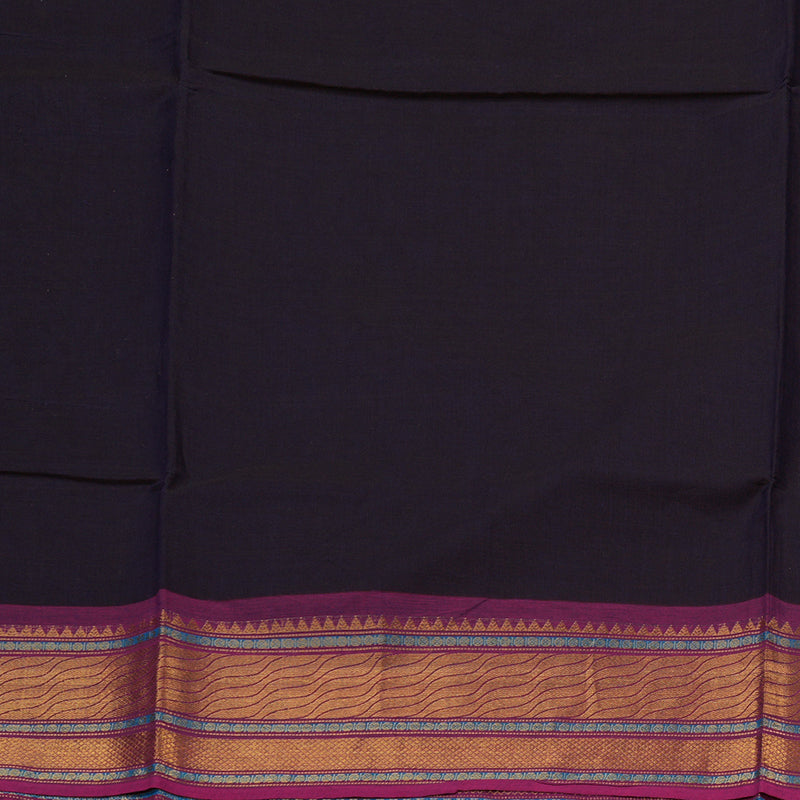 Hayagrivas Handloom Pure Cotton Saree in Opulent Dark Brown KBE78D6-14