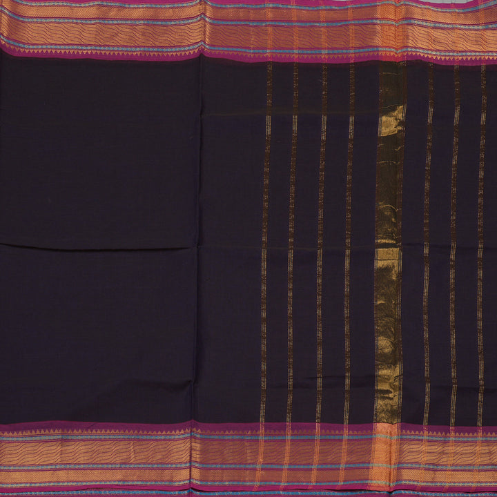 Hayagrivas Handloom Pure Cotton Saree in Opulent Dark Brown KBE78D6-14