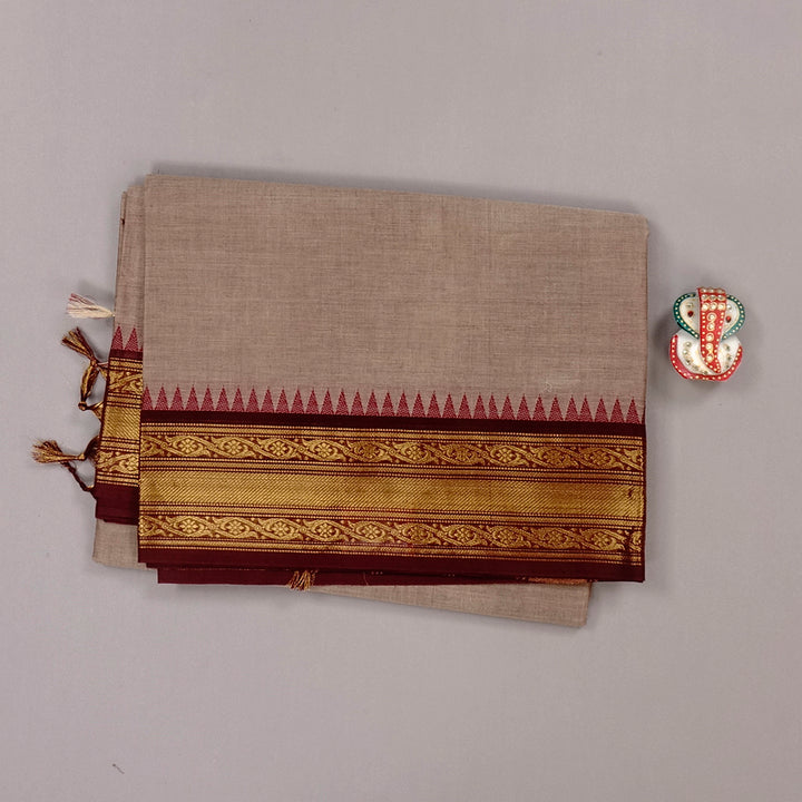 Hayagrivas Handloom Pure Cotton Saree in Subtle Ash Grey KBE78D6-2