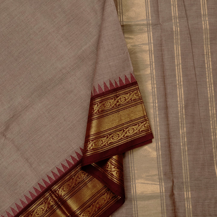 Hayagrivas Handloom Pure Cotton Saree in Subtle Ash Grey KBE78D6-2