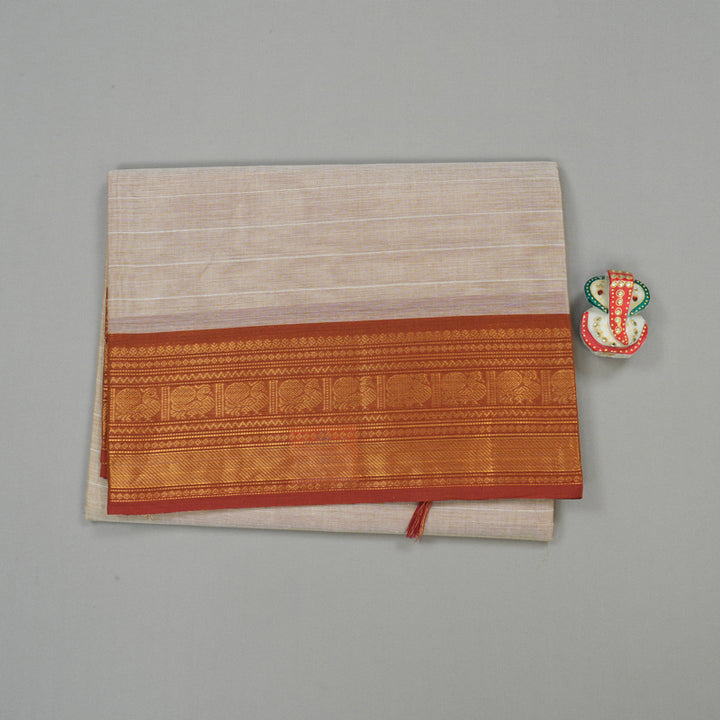Hayagrivas Handloom Pure Cotton Saree in Serene Beige KBE78D6-3