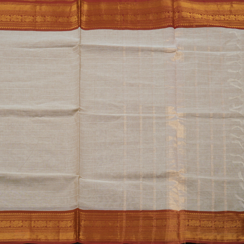 Hayagrivas Handloom Pure Cotton Saree in Serene Beige KBE78D6-3