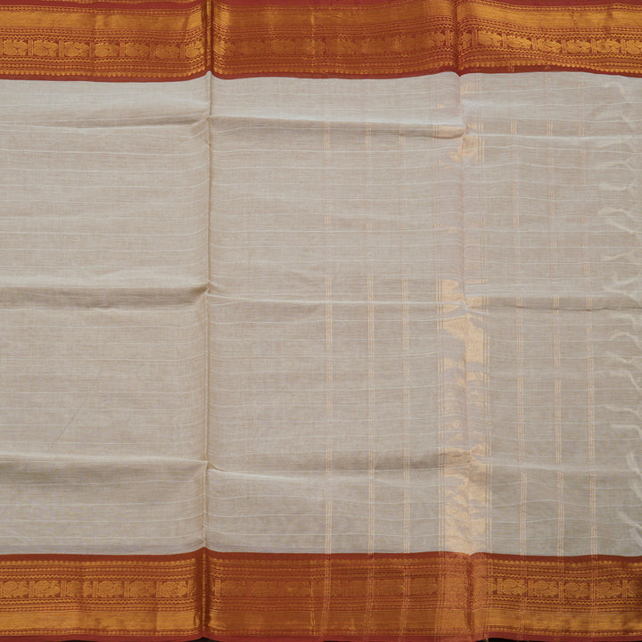 Hayagrivas Handloom Pure Cotton Saree in Serene Beige KBE78D6-3