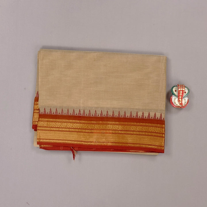 Hayagrivas Handloom Pure Cotton Saree in Understated Sandal KBE78D6-9