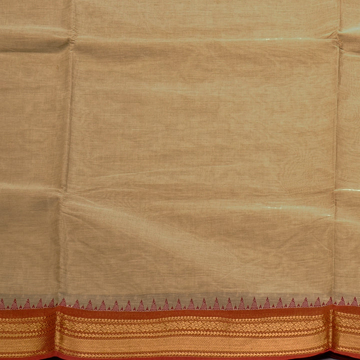 Hayagrivas Handloom Pure Cotton Saree in Understated Sandal KBE78D6-9