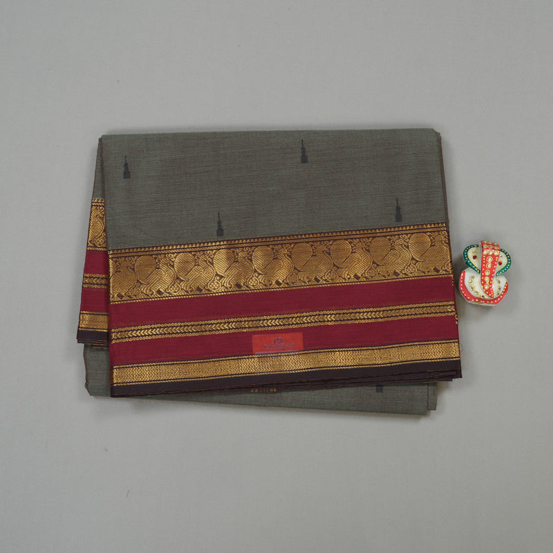 Hayagrivas Handloom Pure Cotton Saree in Classic Grey KBE78D7-10