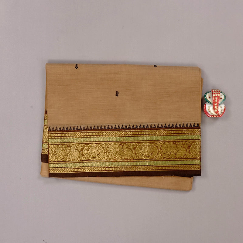 Hayagrivas Handloom Pure Cotton Saree in Poised Sandal KBE78D7-12