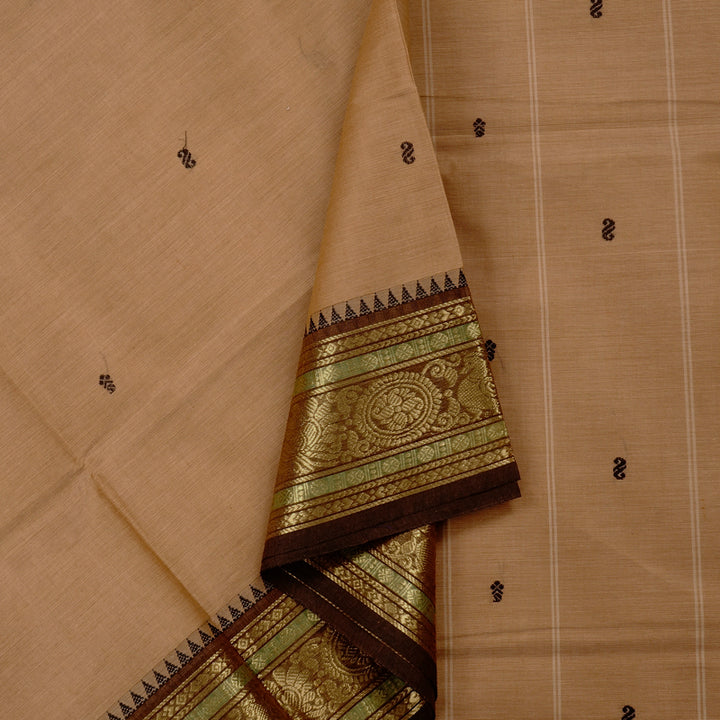 Hayagrivas Handloom Pure Cotton Saree in Poised Sandal KBE78D7-12