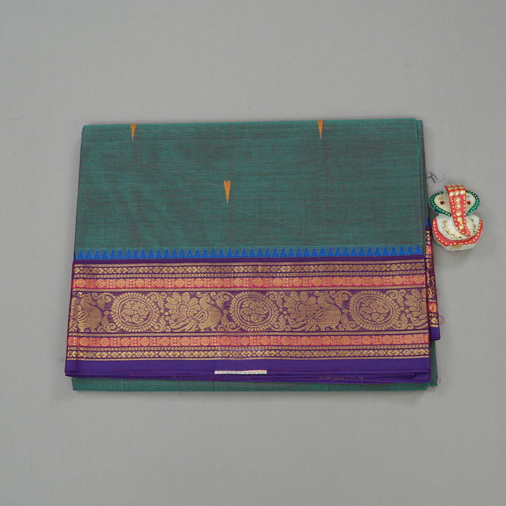 Hayagrivas Handloom Pure Cotton Saree in Captivating Dual Tone (Sea Blue with Purple) KBE78D7-18