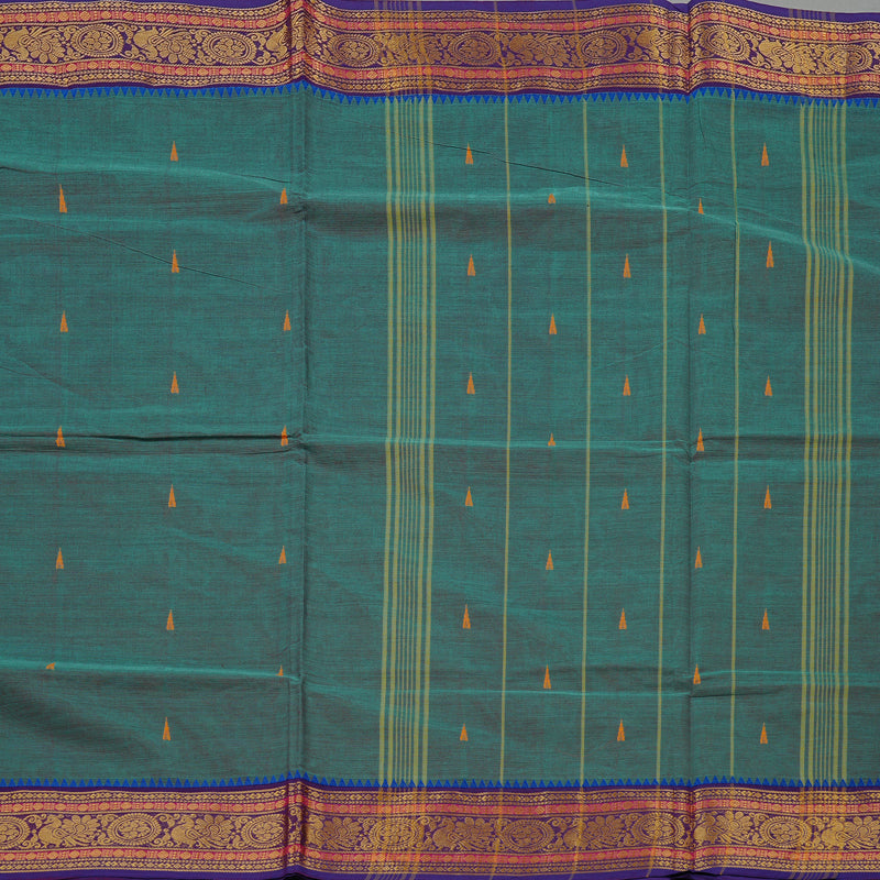 Hayagrivas Handloom Pure Cotton Saree in Captivating Dual Tone (Sea Blue with Purple) KBE78D7-18