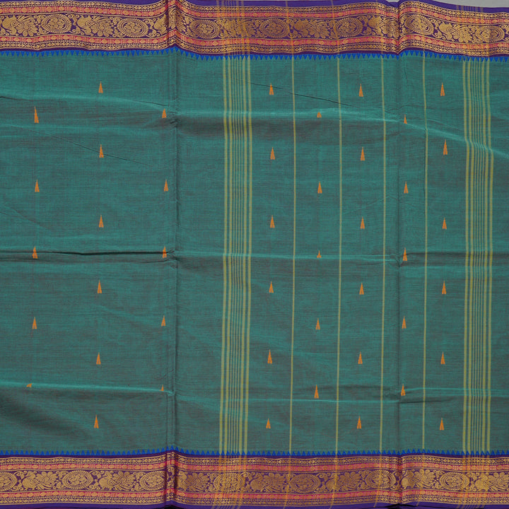 Hayagrivas Handloom Pure Cotton Saree in Captivating Dual Tone (Sea Blue with Purple) KBE78D7-18