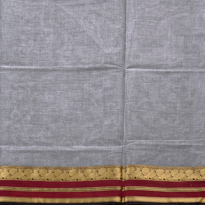 Hayagrivas Handloom Pure Cotton Saree in Chic Grey KBE78D7-4