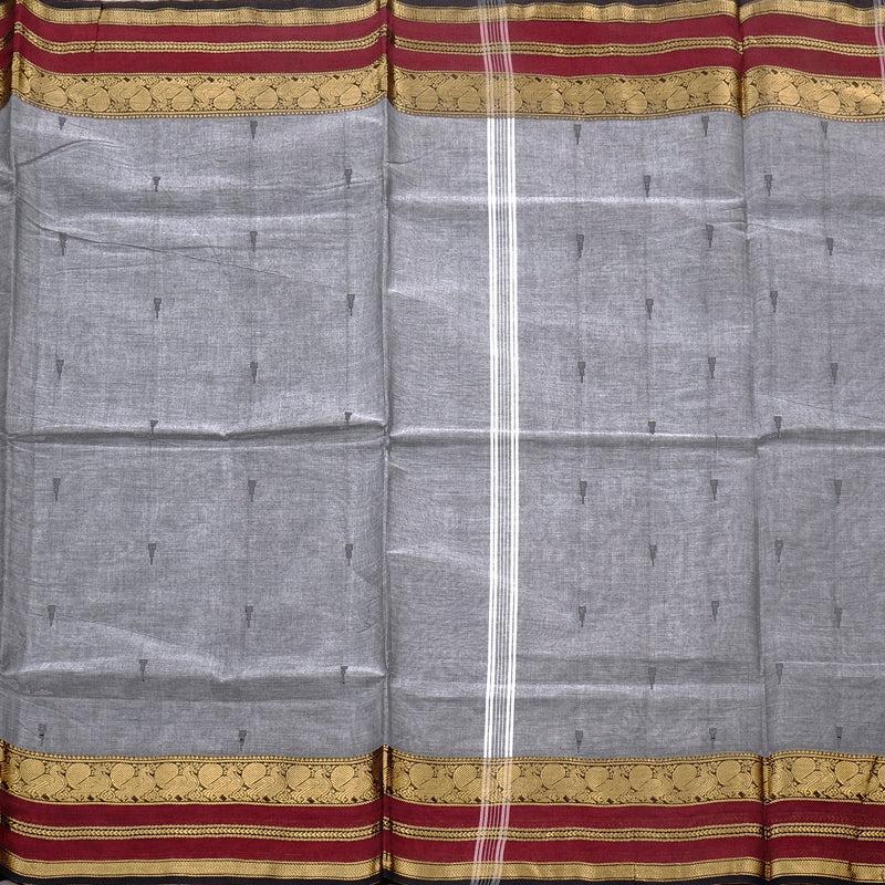Hayagrivas Handloom Pure Cotton Saree in Chic Grey KBE78D7-4