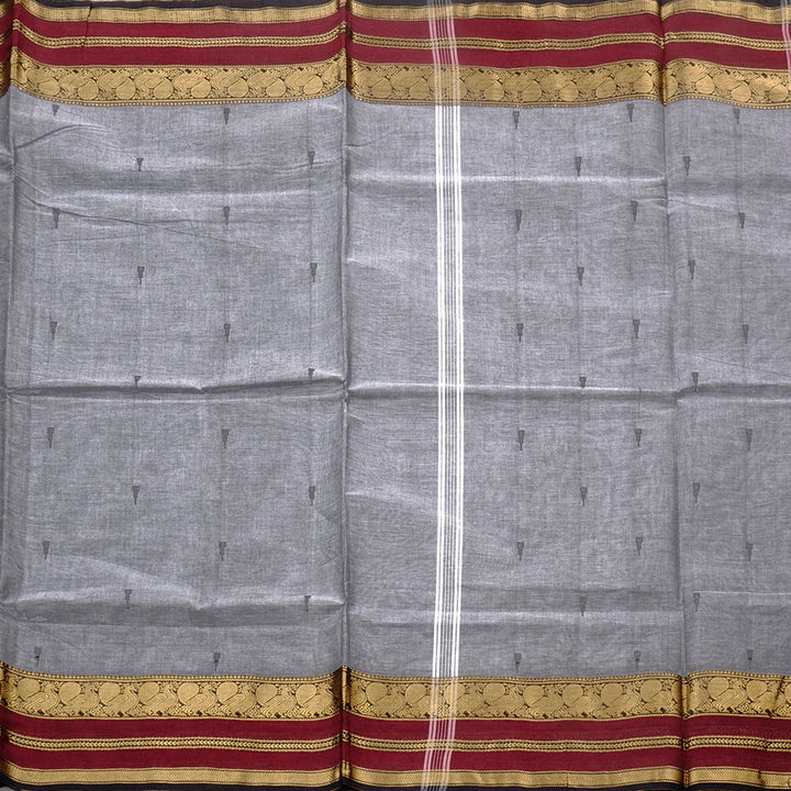 Hayagrivas Handloom Pure Cotton Saree in Chic Grey KBE78D7-4