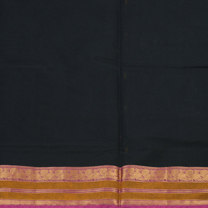Hayagrivas Black Handloom Pure Cotton Saree with Purple Border KBE78D7-7