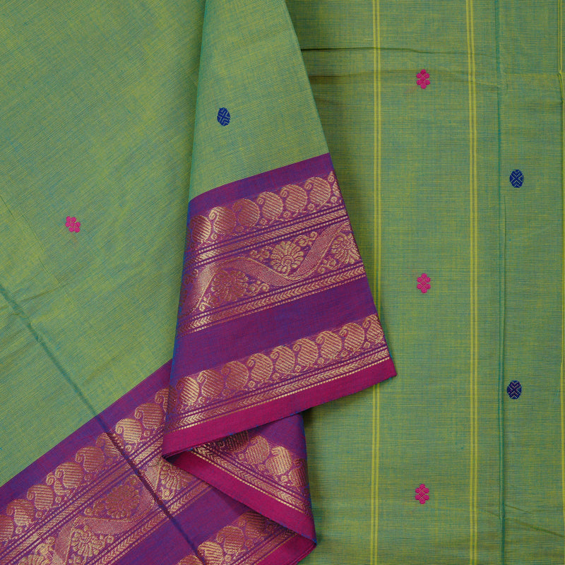 Hayagrivas Handloom Pure Cotton Saree in Eye-catching Sea Green KBE78D7-9